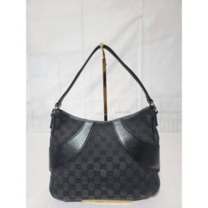 GUCCI Monogram Curved Hobo GG Canvas with Leather Bag