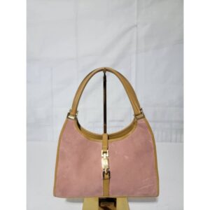 GUCCI Suede Vintage Jackie Bag Pink& Beige