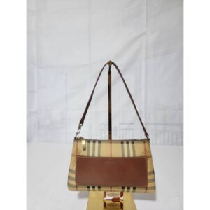 Burberry Beige/Brown Haymarket Check PVC and Leather Pochette
