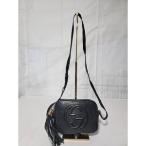 GUCCI Pebbled Calfskin Small Soho Disco Bag Black