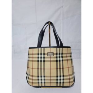 Burberry Beige/Black Nova Check PVC and Patent Leather Tote