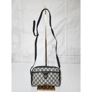 GUCCI Vintage GG PlusSupreme Crossbody Bag Grey/Navy Blue