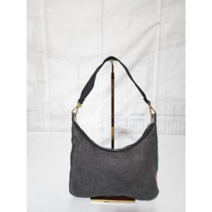 Gucci Web Denim Shoulder Bag Deep Grey