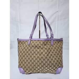 Gucci GG Canvas Craft Tote Bag Beige/Lilac Purple