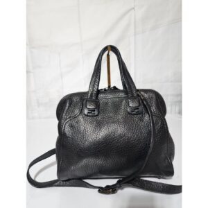 Fendi Chameleon Leather Satchel Bag Black