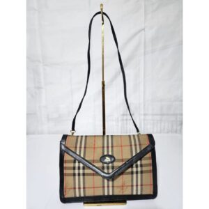 Burberry Vintage Haymarket Check Canvas Envelope Clutch Bag Black/Beige
