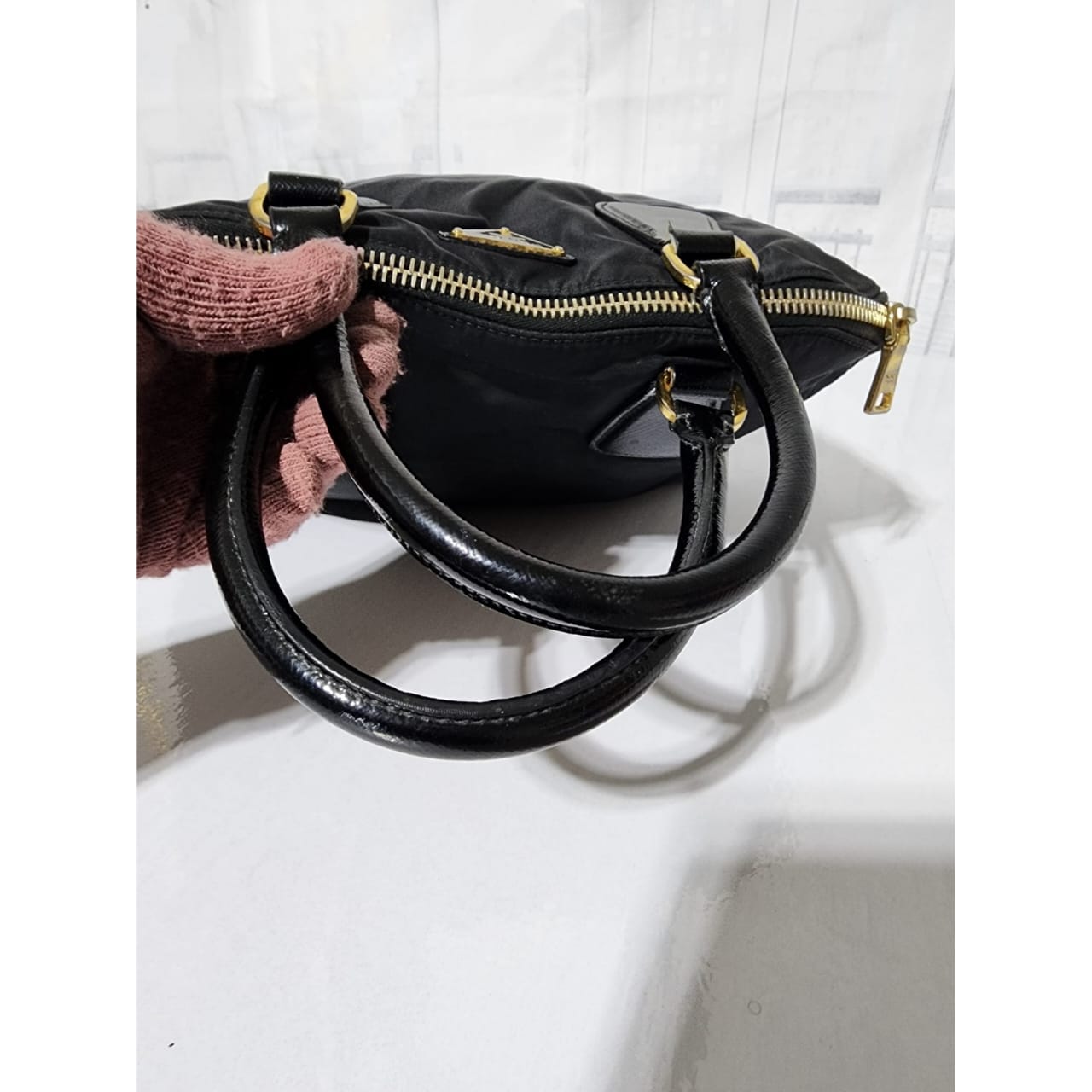 Prada Nylon and Saffiano Patent Leather Promenade Bag Black - Image 10