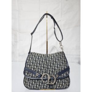 CHRISTIAN DIOR Monogram Flap Messenger Navy Blue