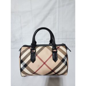 Burberry Nova Check PVC and Patent Leather Chester Boston Bag Beige/Black