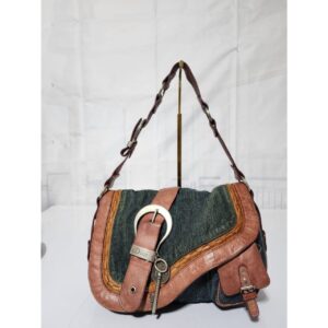 Christian Dior Vintage Denim Gaucho Saddle Bag