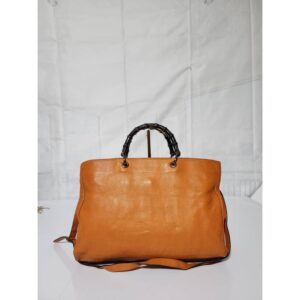 GUCCI Bamboo Shopper Tote Top Handle Large Bag Orange