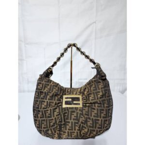 Fendi Zucca Canvas Mia Hobo Bag Brown