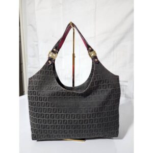 FENDI Black/Magenta Zucchino Canvas Grand Shopper Tote