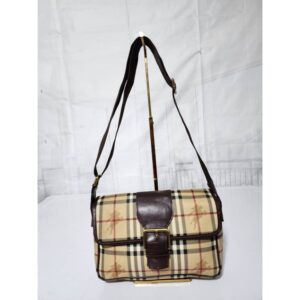 BURBERRY Haymarket Check Buckle Crossbody Bag Brown/Beige