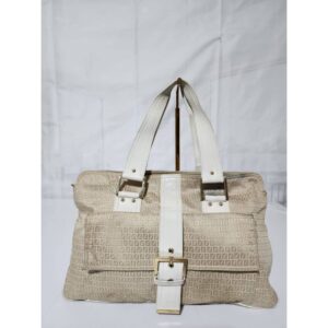 FENDI zucca canvas shoulder Tote Bag Beige/ Cream