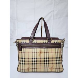 BURBERRY Check Nova Canvas and Leather Tote Bag Beige/Brown
