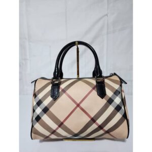 BURBERRY Nova Check Coated Canvas Shoulder Bag Beige/Black