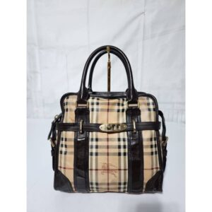 BURBERRY Haymarket Check Minford Portrait Tote Black/ Beige