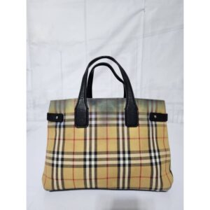 BURBERRY Vintage Check Medium Banner Tote Bag Black/Beige
