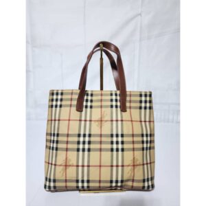 Burberry Coated Canvas Haymarket Check Tote Bag Brown/Beige