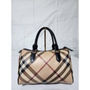 BURBERRY Nova Check Coated Canvas Shoulder Bag Beige/Black