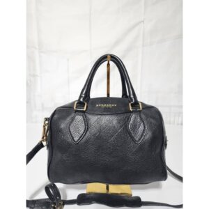 BURBERRY Derby Calfskin Medium Alchester Bowling Bag Black