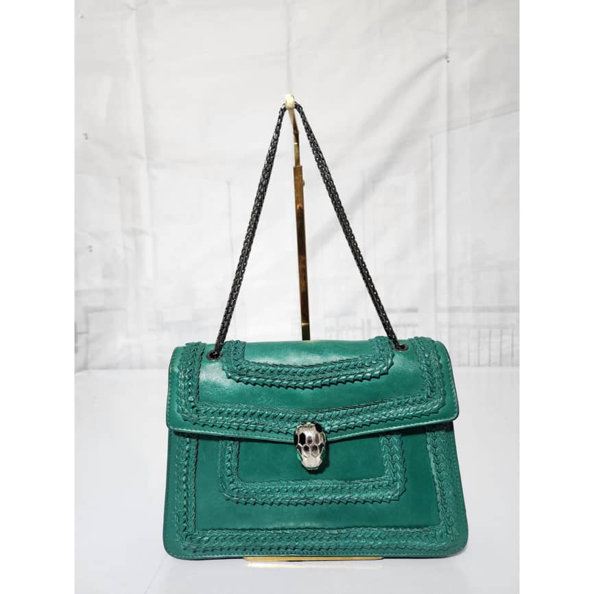 BVLGARI Plissé Serpenti Forever Flap Bag Green - Image 2