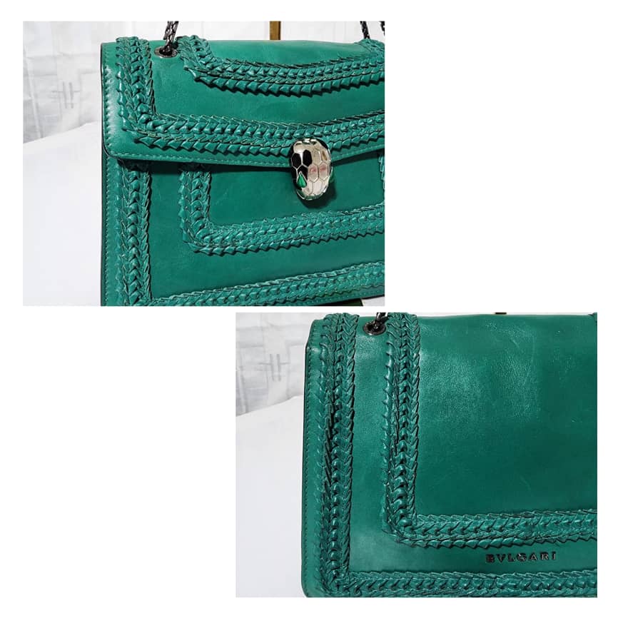 BVLGARI Plissé Serpenti Forever Flap Bag Green - Image 9