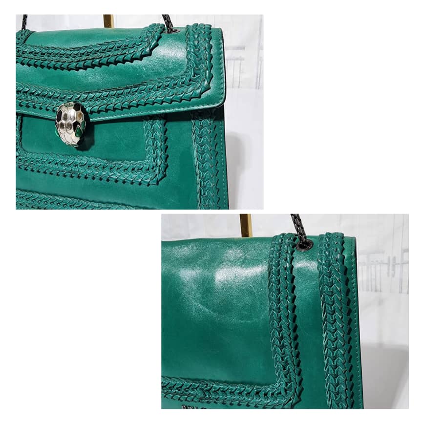 BVLGARI Plissé Serpenti Forever Flap Bag Green - Image 10