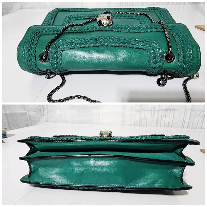 BVLGARI Plissé Serpenti Forever Flap Bag Green - Image 7