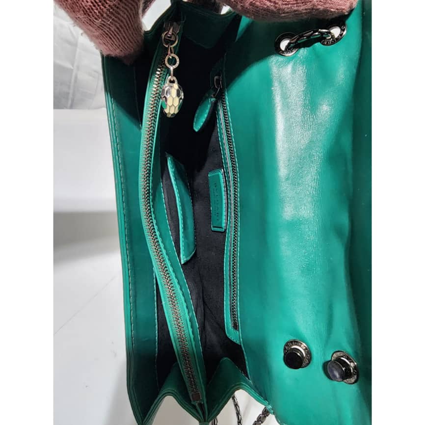 BVLGARI Plissé Serpenti Forever Flap Bag Green - Image 17