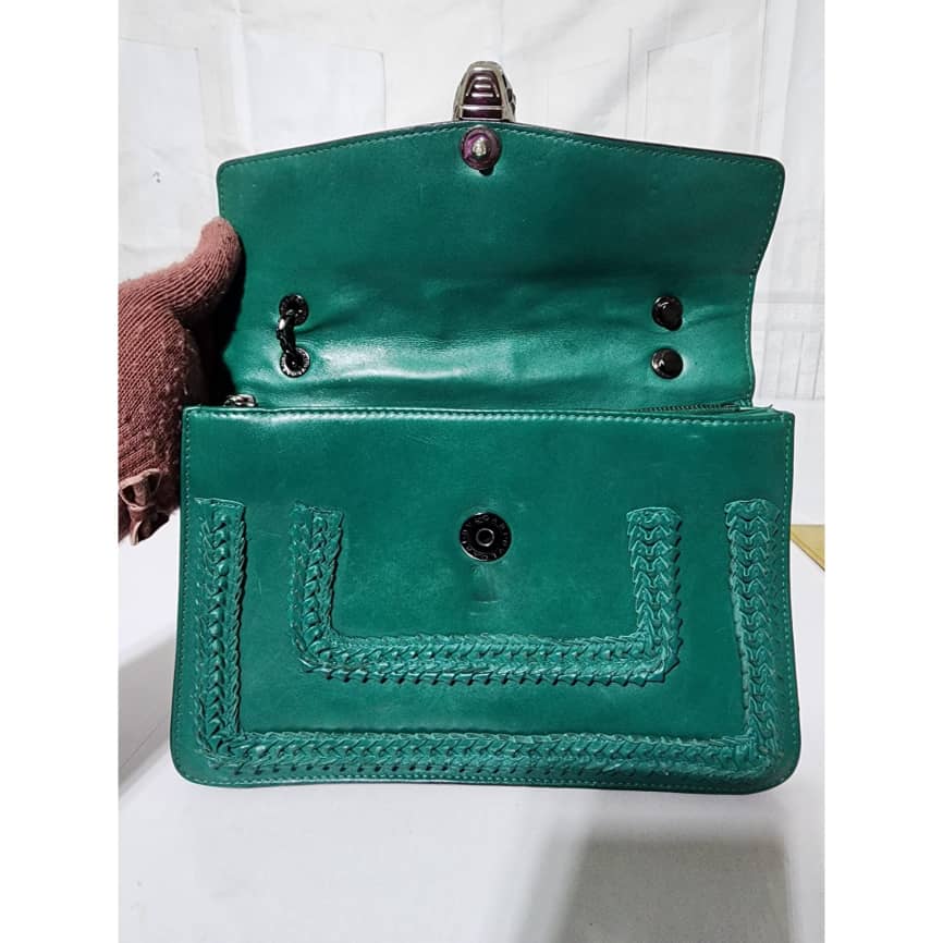 BVLGARI Plissé Serpenti Forever Flap Bag Green - Image 16