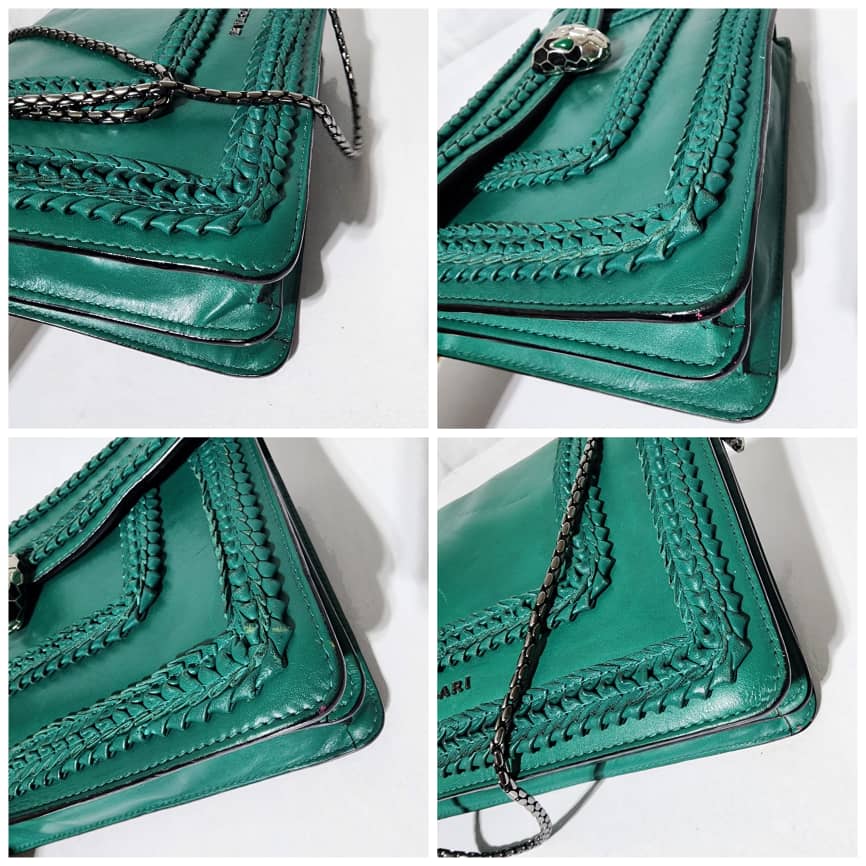 BVLGARI Plissé Serpenti Forever Flap Bag Green - Image 15