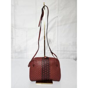 Bottega Veneta Intrecciato Leather Nodini Crossbody Bag Burgundy