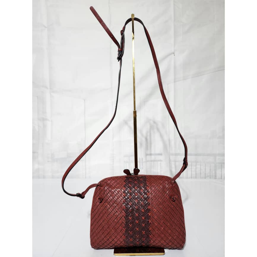 Bottega Veneta Intrecciato Leather Nodini Crossbody Bag Burgundy - Image 6