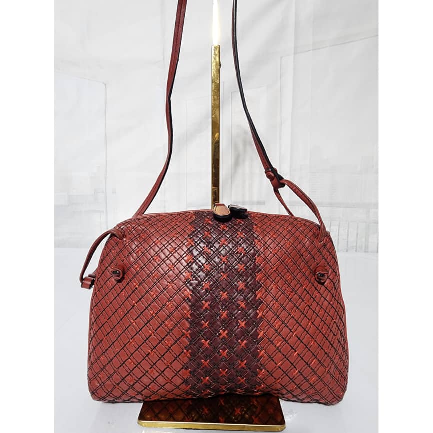 Bottega Veneta Intrecciato Leather Nodini Crossbody Bag Burgundy - Image 7
