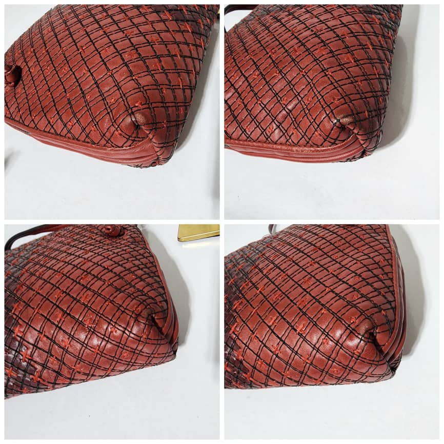 Bottega Veneta Intrecciato Leather Nodini Crossbody Bag Burgundy - Image 13