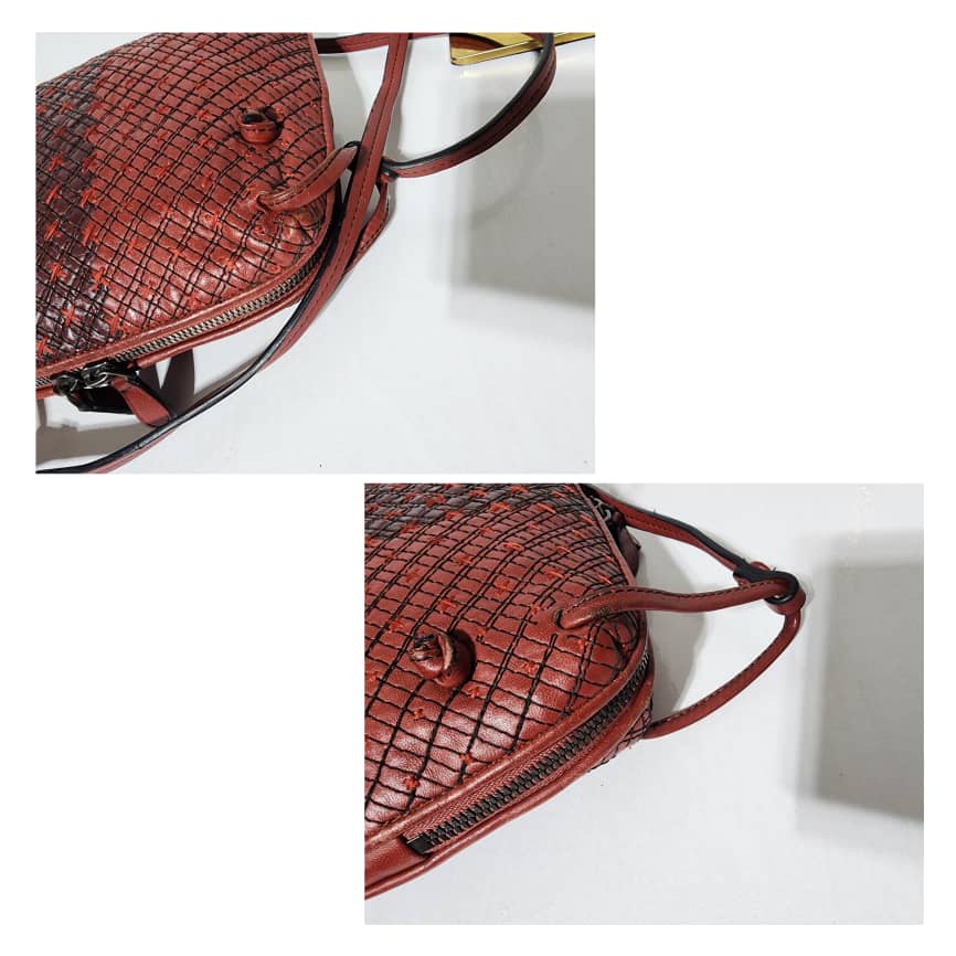 Bottega Veneta Intrecciato Leather Nodini Crossbody Bag Burgundy - Image 12