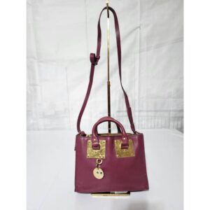 Sophie Hulme Leather Zip Bowler Bag Wine