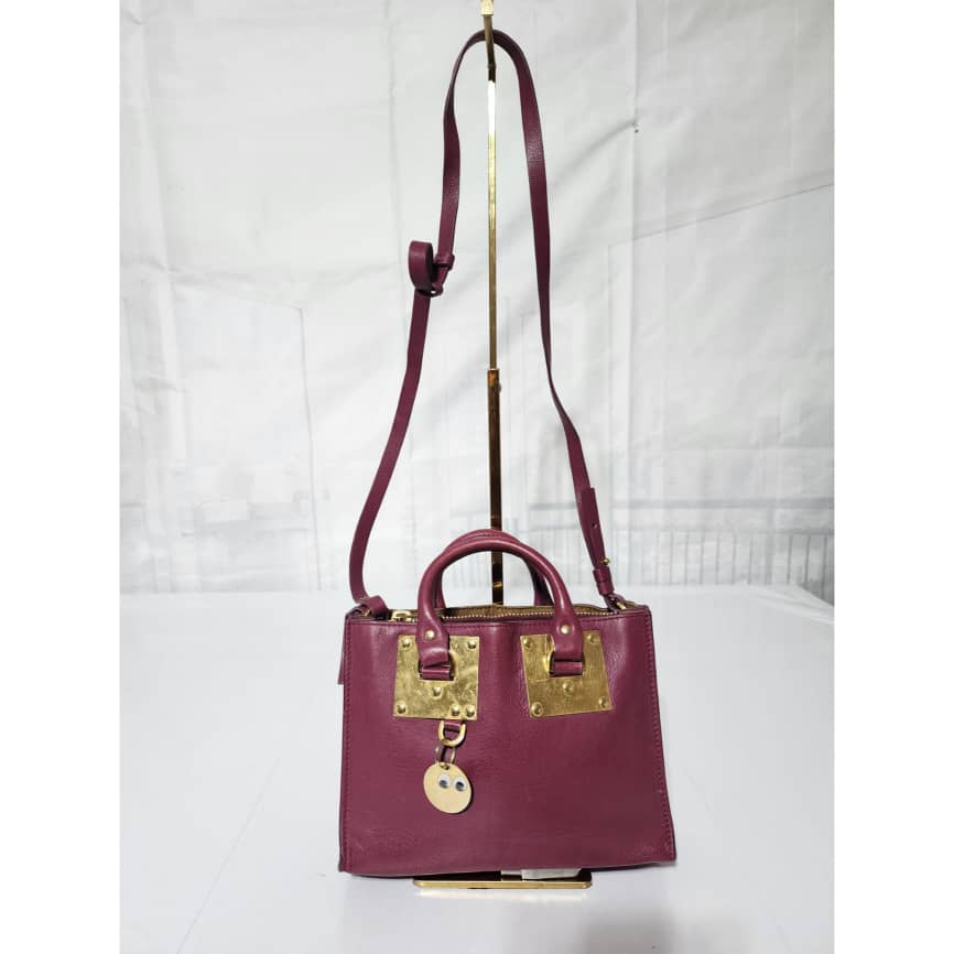 Sophie Hulme Leather Zip Bowler Bag Wine
