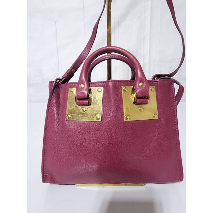 Sophie Hulme Leather Zip Bowler Bag Wine - Image 3