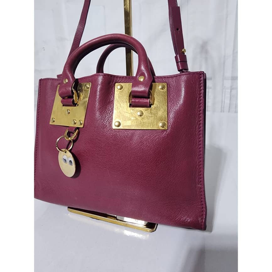Sophie Hulme Leather Zip Bowler Bag Wine - Image 6