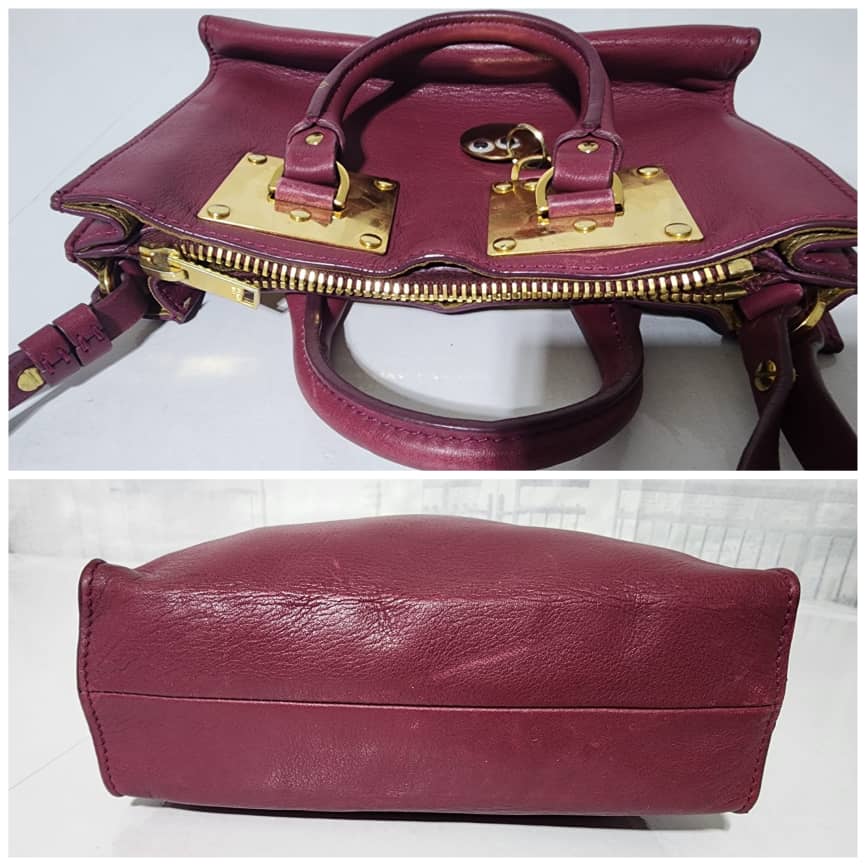 Sophie Hulme Leather Zip Bowler Bag Wine - Image 10