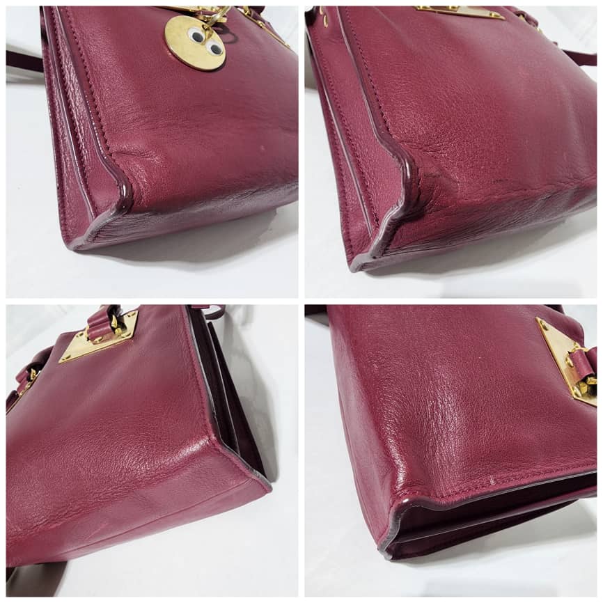 Sophie Hulme Leather Zip Bowler Bag Wine - Image 13