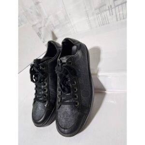 Gucci Ace Brooklyn Graphite GG Supreme Low Top Sneakers Black/Grey Size 5.5