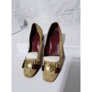 Gucci Monogram Web Pumps Brown/Beige Size 35.5