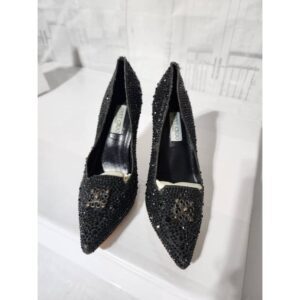Jimmy Choo Romy 85 Crystal-Embellished Suede Laser-cut Pumps Black Size 41