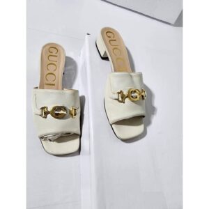 Gucci Leather Zumi Slide Off-White Size 38