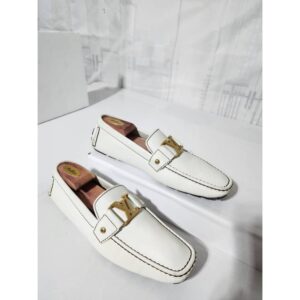 Louis Vuitton Leather Upper Moccasin Loafer White Size 8.5