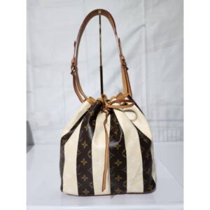LOUIS VUITTON Limited Edition Monogram Rayures Petit Noe Bag Brown/Cream